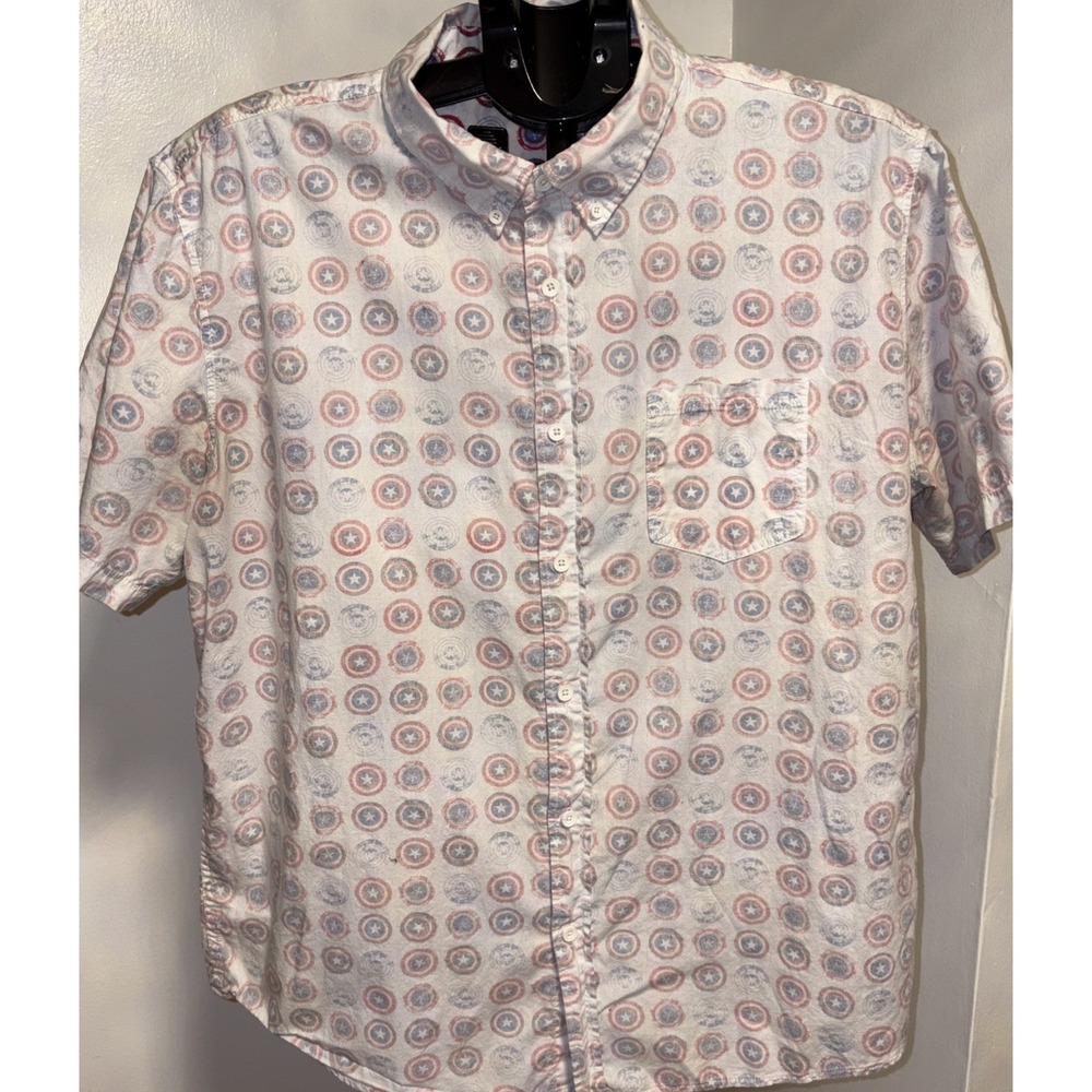 Marvel x Mad Engine Captain American Sheild Reverse Print Sz XL